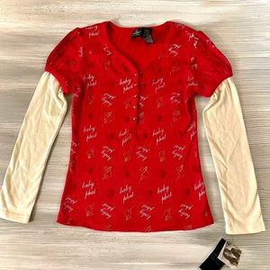 Baby Phat Girls Long Sleeve Shirt Size Large Red and White